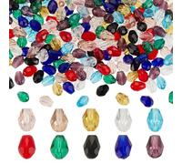 HOBBIESAY 250Pcs 10 Colors Teardrop Glass Beads 8x6mm Faceted Water Drop Crystal Beads Colorful Spacer Loose Beads for DIY Bracelets Earring Jewelry Making Craft,Hole:1mm