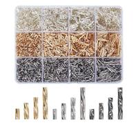 HOBBIESAY 2556Pcs Twisted Bugle Beads 5-12mm Tube Beads Mixed Color Bugle Seed Beads Long Tube Seed Beads Multicolor Assortment Beads for DIY Decoration Carfts Hole: 0.5mm