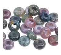 HOBBIESAY 25PCS Large Hole Gemstone Beads Indian Agate Stone Rondelle Gemstone Loose Beads Loose Macrame Natural Stone Beads for Jewelry Making Bracelet Macrame Projects DIY Crafts 13 * 7mm Hole: 5mm