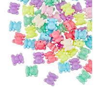 HOBBIESAY 25Pcs Opaque Acrylic Bear Pony Beads Gummy Bear Beads with Vertical Hole Novelty Zoo Animal Shaped Beads Imitation Candy Teddy Bear Beads Charms for Jewelry Making Bracelets Necklace