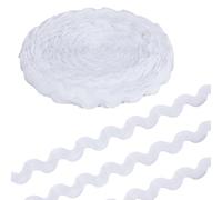 HOBBIESAY 28 Yards Wave Bending Fringe Trim RIC Rac Trim Ribbon Woven Fabric Lace White Flat Sew on Ribbons Curved Edge Ribbon for DIY Clothes Dress Wrapping Home Wedding Party Decoration
