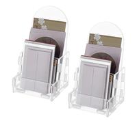 HOBBIESAY 2Pack Acrylic Brochure Holder Clear Display Stand 4x7.9 Inch 2-Tier Plastic Table Stand Sign Holder for Pamphlets Booklets Magazines Menus Multi Purpose Organizer