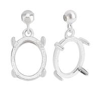 HOBBIESAY 2Pcs 925 Sterling Silver Pendant Base 0.67 inch Open Back Bezel Blank Tray Gemstone Support Pendant Base for 8x6mm Oval Cabochon Pendant Jewelry Making Hole: 0.5mm