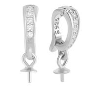 HOBBIESAY 2Pcs 925 Sterling Silver Screw Eye Peg Bails with Rhinestone Clasp Screw Eye Pin Bails Pendant Connectors for Pearl Gems Jewelry Making Hole: 5x3.5mm