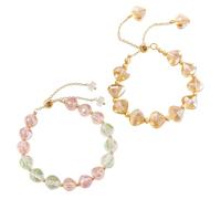 HOBBIESAY 2Pcs Adjustable Facted Crystal Beaded Bracelet Jewelry 12.25 Inch Glass Beaded Slider Bracelet for Women Dainty Boho Bracelets Set for Women Trendy Birthday Festival Gifts