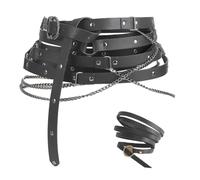 HOBBIESAY 2Pcs Black Medieval Cinch Belt Skirt Hike Clips 314cm Renaissance Adjustable Faux Chain Belt with Skirt Clips Adjustable Faux Leather Chain Tassel for Cosplay Faire LARP