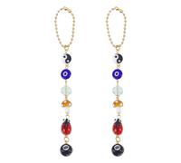 HOBBIESAY 2Pcs Car Hanging Ornament Small Cute Car Charm Evil Eye Flower Mushroom Ladybug Billiard Cars Hanging Ornament with Golden Chain Cars Decor Accessories for DIY Decoration