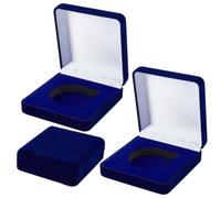 HOBBIESAY 2Pcs Challenge Coin Display Case Midnight Blue Velvet Coin Storage Presentation Box 3.54x3.35x1.14 Inch Challenge Coin Collectible Storage Box for Commemorative Coins Medals 1.97in Inner Dia