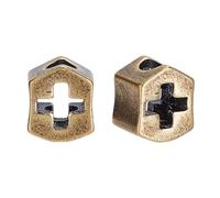 HOBBIESAY 2Pcs Cross-Hole Paracord Beads Antique Bronze Brass Paracord Bead Vintage Lanyard Accessories 4.5mm Large Hole Knife Lanyard Beads for Paracord Projects Knife Lanyards Outdoor DIY