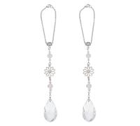 HOBBIESAY 2Pcs Flower Rear View Mirror Car Charm 21cm Teardrop Crystal Vehicle Mirror Decoration Hanging Pendant Crystal Car Decoration Pink for Cars Decor Accessories