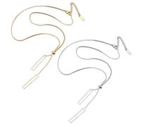 HOBBIESAY 2Pcs Hollow Rectangle Pendant Necklace Set Simple Geometric Necklace for Women Gold Silver Elegant Necklaces Stainless Steel Necklaces Jewelry 18.78 Inch With 28x5.5mm Rectangle