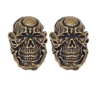 HOBBIESAY 2Pcs Knife Lanyard Beads Paracord Beads Skull Beads EDC Charm Bead Brass European Beads Antique Golden Large Hole Beads for Men Keychain Bracelet Accessories