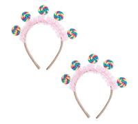 HOBBIESAY 2Pcs Lollipop Headwear Colorful Headwear Princess Decor Flower Hair Accessory Kawaii Headwears Princess Headwears for Women Candy Theme Party Cosplay Outfit Accessories