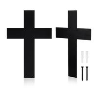 HOBBIESAY 2PCS Metal Cross Wall Decor Black Cross Wall Art Christian Crosses Home Decor Christian Gift Hanging Crucifix for Bedroom Living Room Church Decoration, 10.63x7.08inch/27x18cm