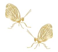 HOBBIESAY 2Pcs Mini Gold Butterfly Statue Solid Metal 3D Insect Desk Figurine Alloy Flying Animal Sculpture Desktop Ornament Animal Model Craft Statue Key Charms Wall Desk Dining Table Decorations