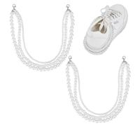 HOBBIESAY 2Pcs Pearl Shoe Chains 28.5cm White Pearls Shoe Decoration Chains Rhinestone Pearl Shoelace Charms Rhinestone Shoelace Charms Shoe Accessaries for Women Sneaker Decoration