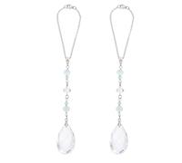 HOBBIESAY 2Pcs Rear View Mirror Car Charm 20cm Teardrop Crystal Vehicle Mirror Decoration Hanging Pendant Crystal Car Decoration for Cars Decor Accessories