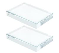 HOBBIESAY 2PCS Rectangular Glass Paperweights 3.5×5×0.8 Inch Clear Crystal Paperweights Heavy Duty Office Clear Glass Tiles Decorative Crystal Block for Bookends Desk Organization Crafts Home Decor
