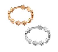 HOBBIESAY 2Pcs Rhinestone Star Band Ring Size 6 Trendy Stackable Star Finger Rings Crystal Eternity Band Ring Handmade Promise Finger Rings for Women Birthday Party Decoration 0.7 Inch