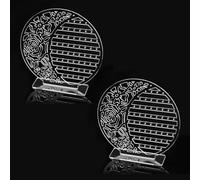 HOBBIESAY 2Pcs Round Vertical Transparent Clear Acrylic Earring Display Stands 39.5x17.9cm Tabletop Hollow Flower Earring Organizer Holder for Earring Storages Mall Jewelry Studs Display Board
