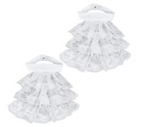 HOBBIESAY 2Pcs White Jabot Collar Vintage Lace Ruffled Multi Layer Victorian Lace Jabot Necktie Ruffled Detachable Collar Colonial Costume Accessory for Women Men Outfits Cosplay Fancy Dress