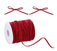 HOBBIESAY 3.2mm Thin Velvet Ribbon 50 Yards/45m Vintage Red Ribbon Single Face Ribbons Spool Fabric Trim for Gift Wrapping Velvet Bows Making DIY Crafts Wedding Home Decor