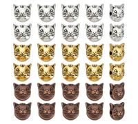 HOBBIESAY 3 Colors 30Pcs Cat Spacers Beads 8mm Metal Cat Head Bead Animal Charm Tibetan Kitten Loose Bead Connector Beads for DIY Bracelets Earring Necklace Jewelry Making,Hole:2mm