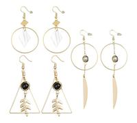 HOBBIESAY 3 Pairs Drop Earrings Boho Dangle Earrings Hollow Square Earring Bohemia Geometric Dangle Hook Earring Long Dangle Geometric Square Earrings for Women Earrings Jewelry Gift