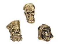 HOBBIESAY 3 Styles Skull Knife Lanyard Bead Brass Pirate Paracord Bead Skeleton Paracord Bead 4-6mm Hole for DIY Paracord Pendant Bracelet Key Ring Purse Backpack Flashlight