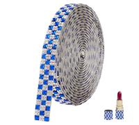 HOBBIESAY 3 Yards Glitter Glass Rhinestone Ribbons 0.47 Inch Wide Capri Blue Self Adhesive Crystal Trim Diamond Sticker Ribbon Bling Rhinestone Ribbon for DIY Car Wedding Party Decorations