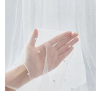 HOBBIESAY 3 Yards White Pearl Tulle Fabric 59.05 Inch Sheer Mesh Fabric Soft Tulle Tablecloth with Small Pearls for Clothing Wedding Sewing DIY Crafts Gowns Crafts Curtain Decor