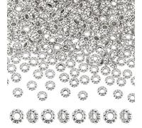 HOBBIESAY 300 PCS 3mm Flower Spacer Beads Antique Silver Beads Tibetan Daisy Flower Thin Rondelle Spacer Bead Flat Bead Caps Small Loose Bead Bulk for Bracelet Necklace Jewelry Making