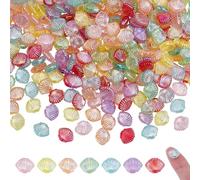HOBBIESAY 300 Pcs Acrylic Clam Shell Tiny Spacer Beads Mini Shell Fish Starfish Bead 0.39x0.49x0.16 Inch Beach Scallop Shells Craft Loose Beads for Jewelry Making and DIY Craft Accessories