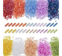 HOBBIESAY 3000Pcs 10 Colors Bugle Beads 6-7mm Tube Glass Seed Small Craft Loose Spacer Beads for Jewelry Making Hole:0.8-0.9mm