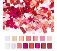 HOBBIESAY 300Pcs 15 Colors 2 Hole Glass Seed Beads Mini Square Flat Beads Opaque Glass Seed Bead Glases Carrier Bead Spacers Pink for Bracelets Earring Jewelry Making Hole:0.5-0.8mm