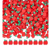 HOBBIESAY 300PCS Apple Polymer Clay Beads 9mm Red Apple Loose Beads Fruit Spacer Bead Cute Apples Charms Teacher Bracelet Craft Bead for Necklace Earring Making Jewelry Craft, Hole 2mm
