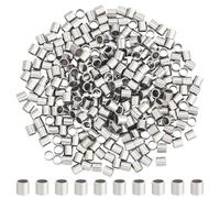 HOBBIESAY 300PCS Metal Tiny Tube Beads 2mm Noodles Beads Stainless Steel Long Connector Metal Straight Smooth Spacer Bead Mini Long Tubes Seed Bead for Bracelets Necklaces Crafts Jewelry Making