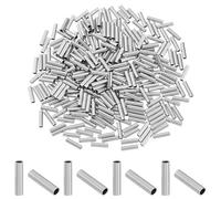 HOBBIESAY 300Pcs Round Tube Beads Bulk 10mm Long Stainless Steel Tube Loose Beads Silver Noodle Bead Small Craft Bead for Women DIY Bracelets Necklace Jewelry Craft Making Hole: 2mm