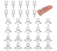 HOBBIESAY 30Pcs 3 Styles Stainless Steel Cup Eye Pins Cup Pearl Bail Metal Eye Pin Hooks for DIY Earring Necklace Jewelry Making Accessories
