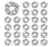HOBBIESAY 30Pcs Disco Sequin Hair Scrunchies Mirror Disco Sequin Hair Scrunchies Glitter Silver Hairs Bobbles for Birthday Gift Retro Disco Theme Party Favors Woman Hairs Accessories Hairband