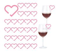 HOBBIESAY 30Pcs Drink Tags Heart Glass Markers Heart-shaped Acrylic Wine Cocktails Glass Charms Pale Violet Red 1.67x1.95inch for Bachelorette Birthday Wedding Coquette Tasting Holiday Party Decor