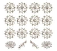 HOBBIESAY 30Pcs Flower Rhinestone Buttons 20mm Bouquet Sew on Clothing Buttons Crystal Button Embellishments White Floral Buttons for DIY Clothing Dress Decoration Hole: 2mm