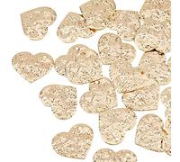 HOBBIESAY 30Pcs Heart Brass Stamping Blanks Tags Pendant Charms Heart Textured Tags Dangle Charms Tiny Gold Plated Pendant Flat Love Heart Dainty Charms for DIY Jewelry Making Hole 1.4mm