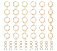 HOBBIESAY 30PCS Leverback Earring Hooks Real 18k Gold Plated Brass Round French Hook Huggie Hoop Gold Lever Back Earrings Ear Wire with Open Loop for Earrings Findings DIY Craft Jewelry Making