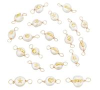 HOBBIESAY 30Pcs Natural Pearl Golden Connector Charms Sea Horse Double Loop Connectors Shell Starfish Pattern Pendants Links Ocean-Inspired Connector Charms for Jewelry Findings