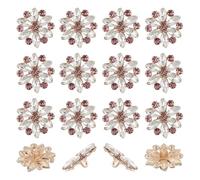 HOBBIESAY 30pcs Pink Floral Rhinestone Buttons, 20mm, Crystal, Sew-on, Clothing Decoration
