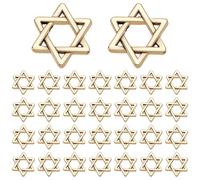 HOBBIESAY 30Pcs Star of David Beads Charms Small Jewish Star Charms Golden Celestial Pendants Findings for Jewelry Making Hole:0.9mm