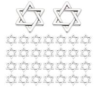 HOBBIESAY 30Pcs Star of David Charms Bulk Small 6 Points Stars Beads Charms Silver Jewish Star Pendants Jewelry Findings Alloy Hexagram Spacers Beads for Necklace Bracelet Earring Making Hole: 0.9mm