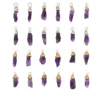 HOBBIESAY 32Pcs 2 Color Natural Amethyst Charm Irregular Purple Crystal Pendants Wire Wrapped Stone Dangle Charms for Jewelry Making Meditation Decoration