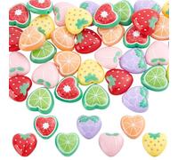 HOBBIESAY 35 Pcs Heart Fruit Acrylic Beads 18mm Love Shape Strawberry Peach Spacer Bead Cute Heart Shape Spacer Loose Beads Bulk for DIY Necklace Earrings Bracelet Crafts Jewelry Making